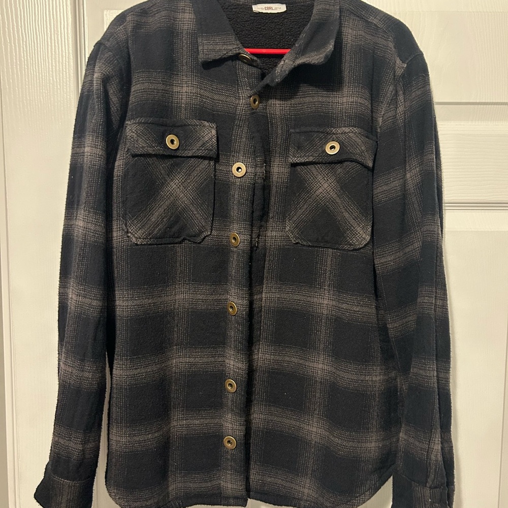 Black Plaid Button-Up Shirt